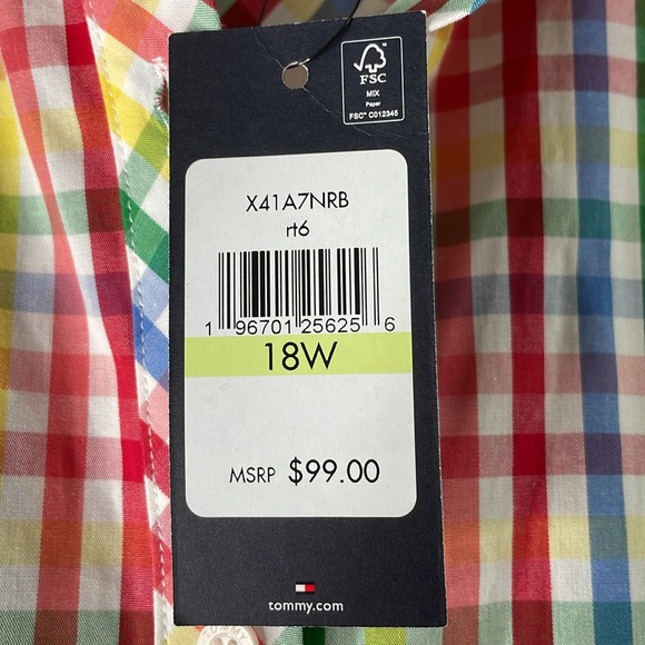 NWT Tommy Hilfiger Red Blue White Yellow Gingham Sleeveless Mini Dress Size 18W - Picture 4 of 8